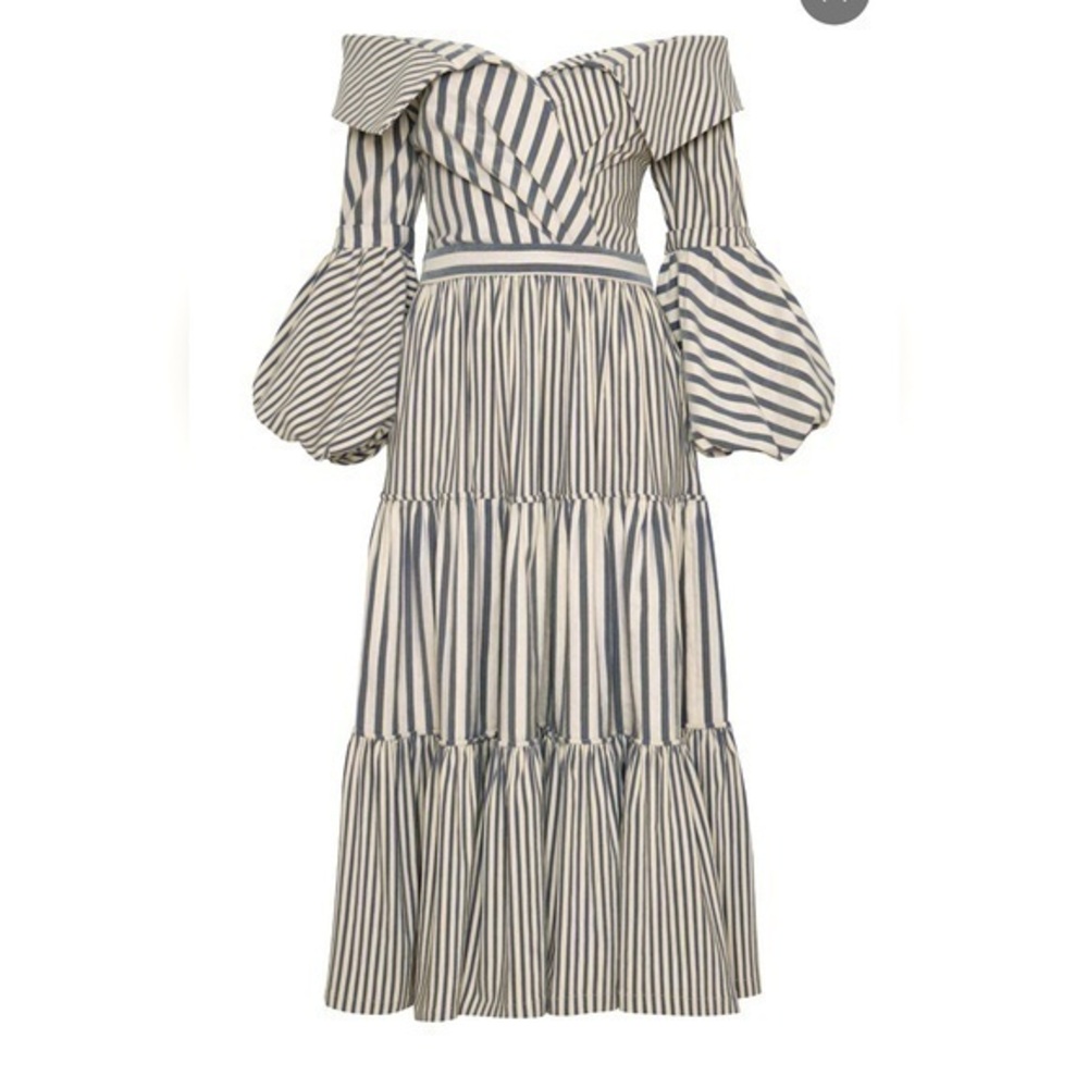 Like new Andres Otalora Poporo Midi Dress In Striped gray & cream size 4